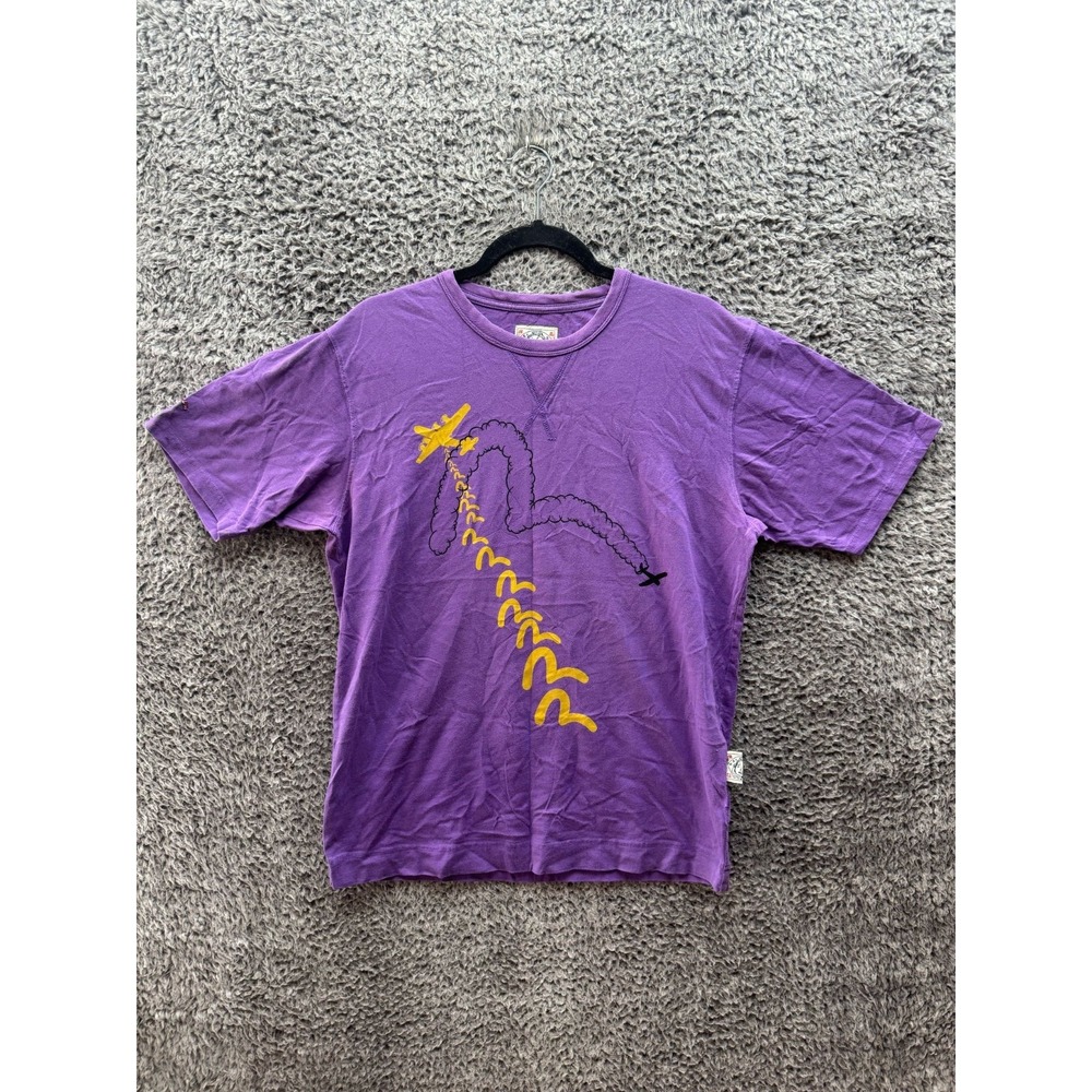 Vintage Evisu Japanese Aviators Short Sleeve  T Shirt Purple Mens Size XL‎